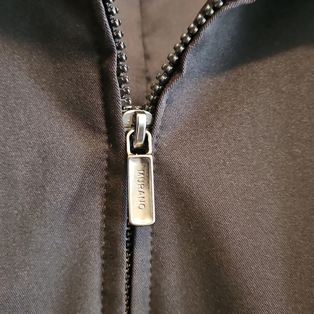 Murano Mens Black Zip Up Jacket, Size XL, Minimalistic